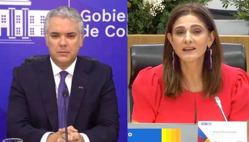 El Presidente de la República, Iván Duque y Mintransporte Ángela Maria Orozco