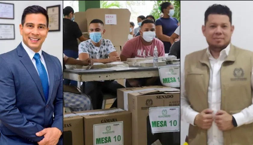 Registradores especiales de Barranquilla, a la izquierda, Johan Ariza y a la derecha Nelson Barros.