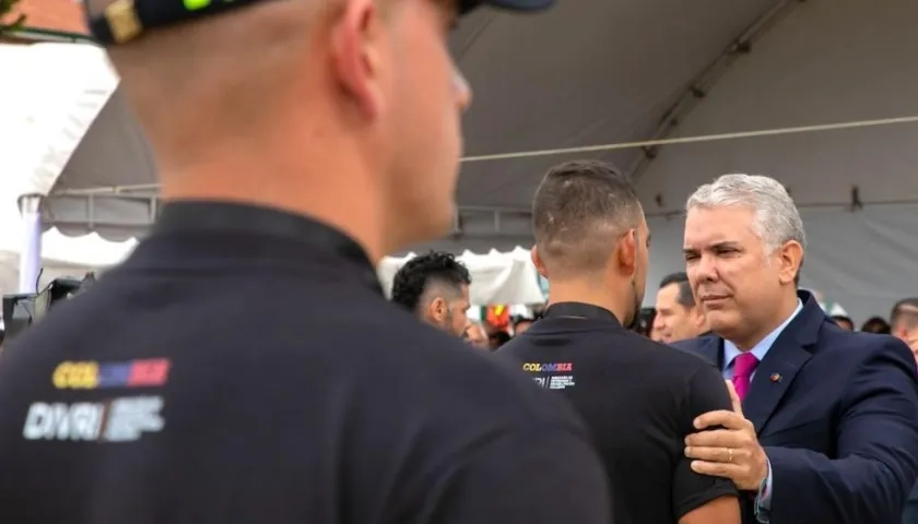 El Presidente Iván Duque durante el acto de hoy.