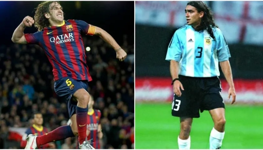 Carles Puyol y Juan Pablo Sorín. 