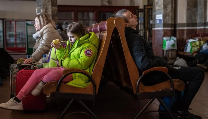 Grupo de refugiados ucranianos