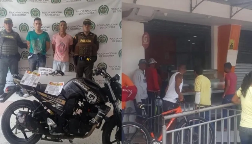 Los dos capturados y el lugar donde fue baleada la mujer. 