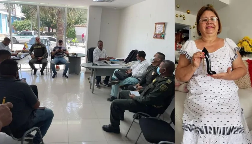 Consejo de seguridad en Dibulla. En la otra foto, Luz Mery Jurado, secuestrada.