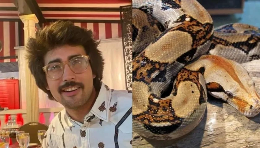 Elliot Senseman y una serpiente de referencia. 