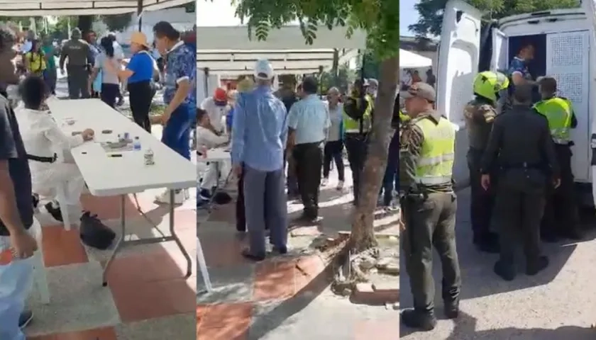Algunos momentos de la trifulca de este domingo en la sede comunal de La Ceiba.