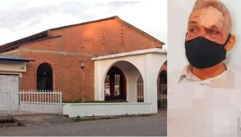 La parroquia Nuestra Señora de Fátima. En el recuadro el sacerdote Franco Arturo Ortega.