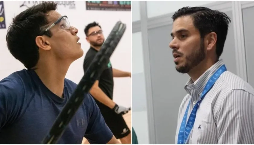 Set Cubillos, raquetbolista barranquillero, y Luis Restrepo, director de Indeportes. 