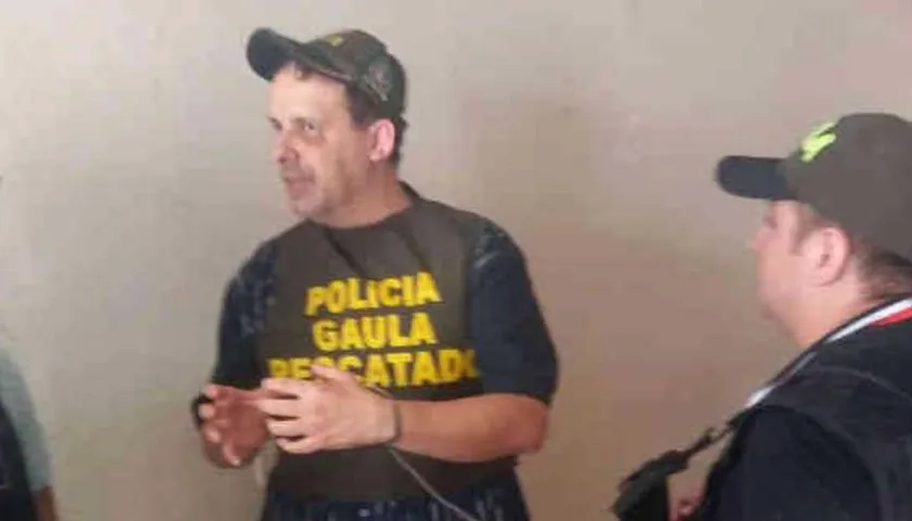 El juez Benny Osorio Mejía cuando fue rescatado por el Gaula. 