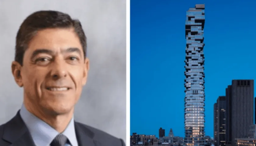 El ejecutivo Gustavo Amal y el rascacielos donde murió.