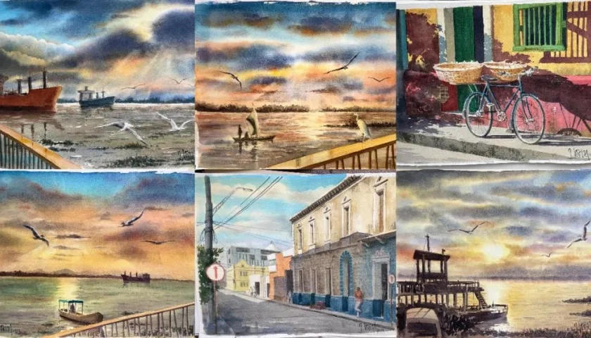 Obras del acuarelista Néstor Loaiza.