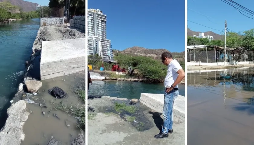 Rebosamiento de aguas residuales en El Rodadero, un grave problema.