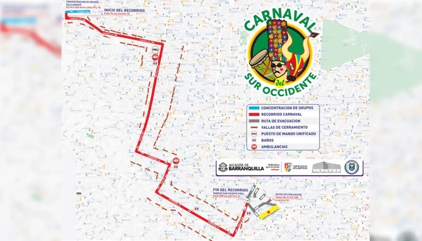 El recorrido del Carnaval del Suroccidente.