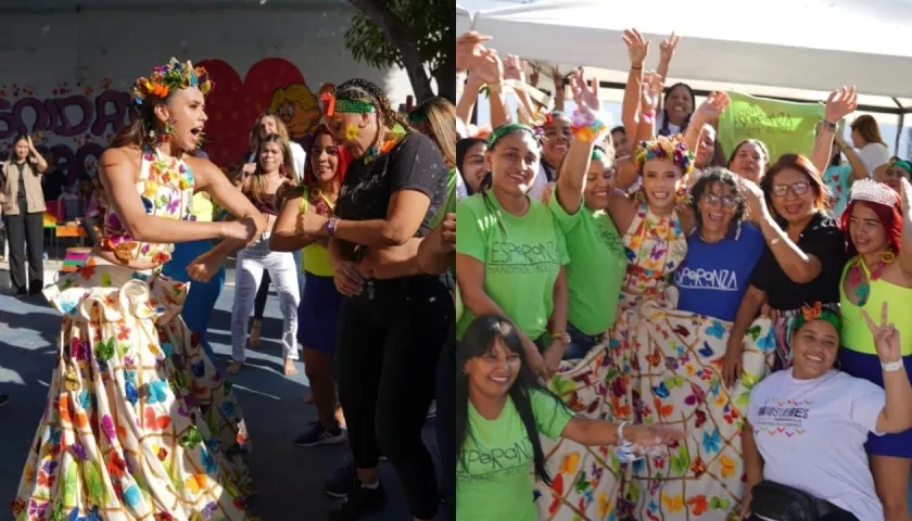 La Reina del Carnaval, Natalia De Castro con las internas de la Cárcel El Buen Pastor. 