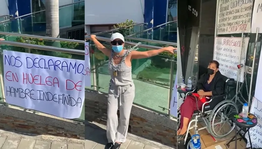 Maryuris Ismael y Ana Zúñiga, madre y abuela del niño con discapacidad, a la entrada de Salud Total.