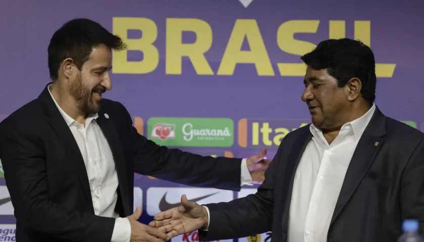 Ramón Menezes, DT interino de Brasil, y Ednaldo Rodrigues, presidente de la CBF.