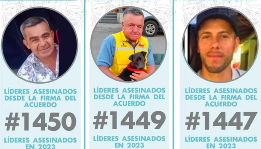 Jorge Pérez, Jaime López y Herney Muñoz, los tres lideres asesinados.
