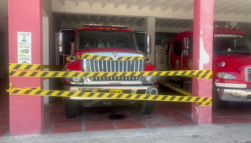 Máquina de Bombero inmovilizada.