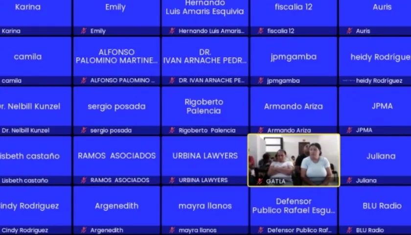 Aspecto de la audiencia virtual contra de 'Los Costeños' este miércoles. 