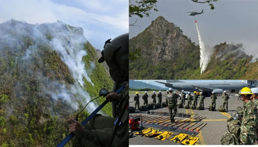  Labores de extinción del incendio forestal en Providencia