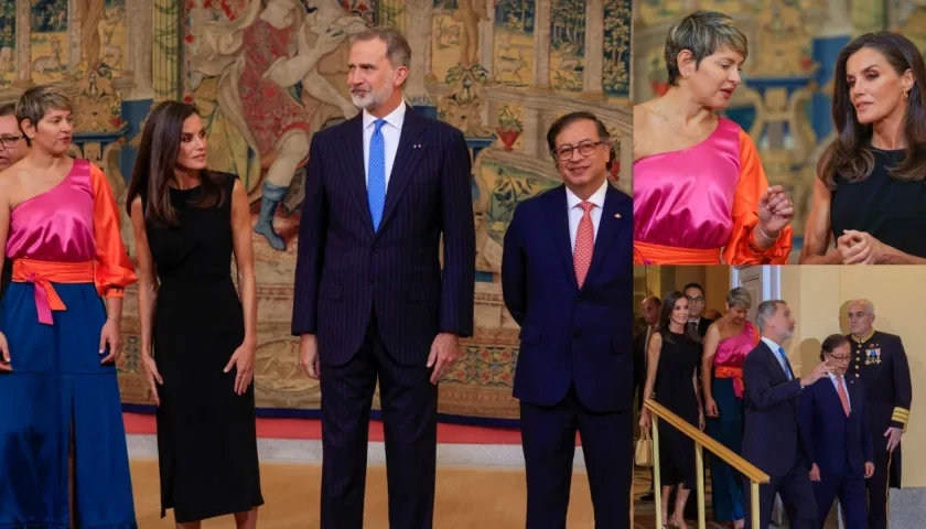 La primera dama Verónica Alcocer; los reyes Letizia y Felipe VI, y el Presidente Gustavo Petro.