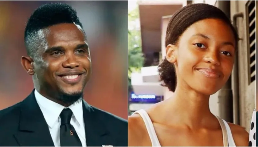 Samuel Eto'o y su hija Erika Do Rosario Nieves.