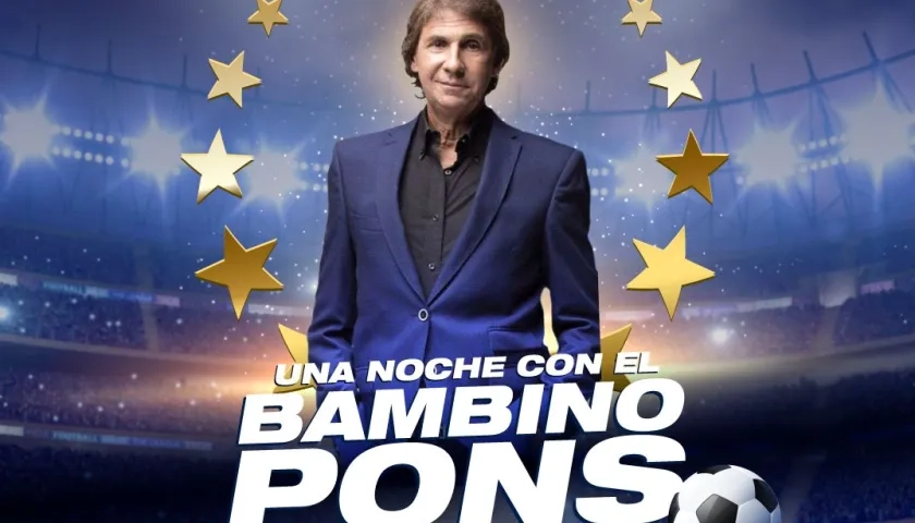 Afiche promocional de la charla de fútbol con el 'Bambino' Pons.