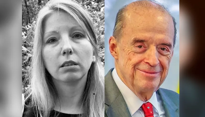 La escritora Victoria Amelina, y el canciller colombiano, Álvaro Leyva Durán.