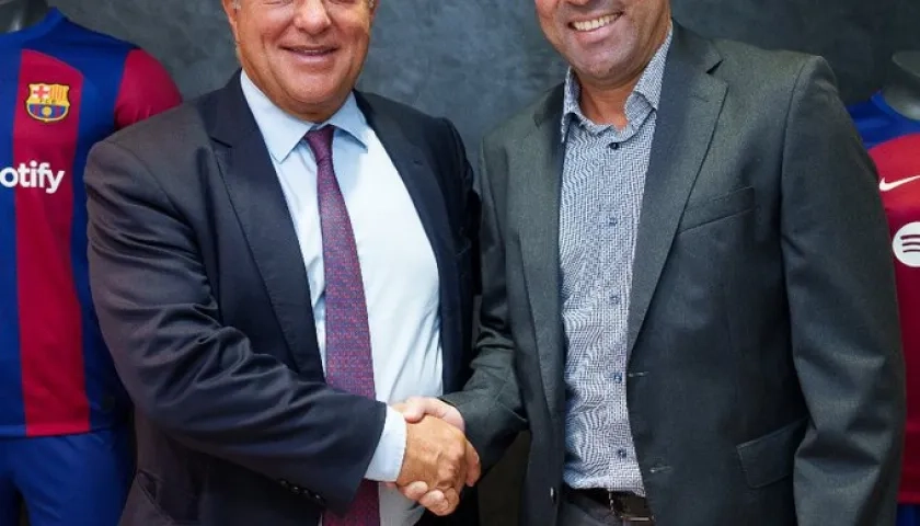 Joan Laporta, presidente del Barcelona, y Deco, nuevo director deportivo. 