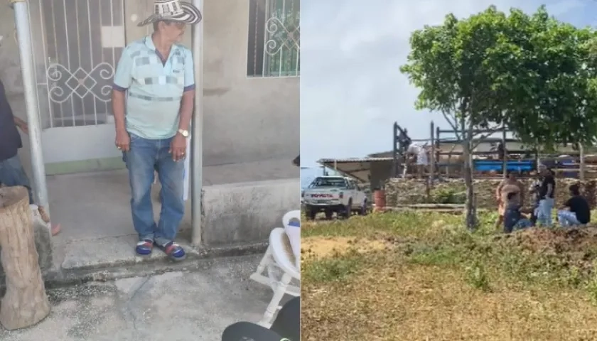 Jorge Eliécer Díaz Agámez, papá de 'Castor', y el lugar donde lo asesinaron.