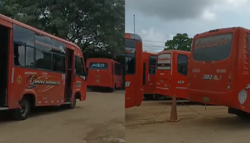 Buses de la empresa Cootrantico antes de iniciar su recorrido.