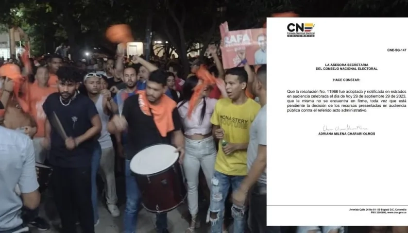 La concentración de simpatizantes de Fuerza Ciudadana. En la siguiente imagen el certificado del CNE