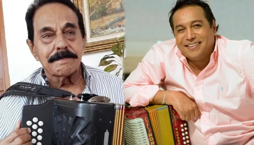 El recién fallecido Rey Vallenato Miguel López, y el recordado 'Cacique de La Junta', Diomedes Diaz.