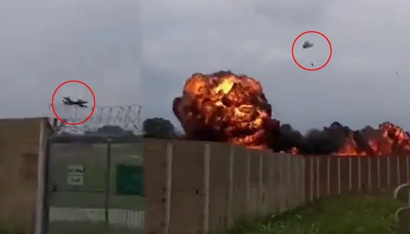 Momento del accidente del avión. 