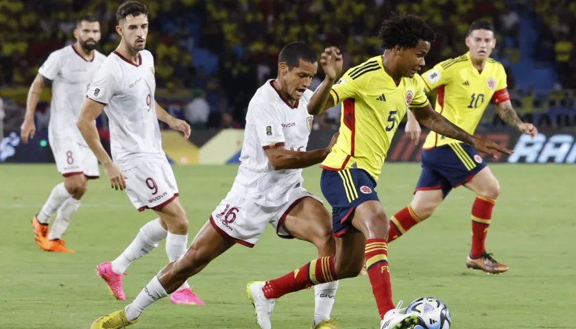 Wílmar Barrios durante el partido contra Venezuela, en el que entró en los minutos finales. 