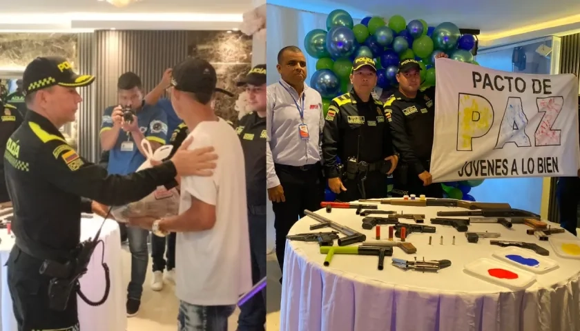 Entrega de armas por parte de expandilleros. 