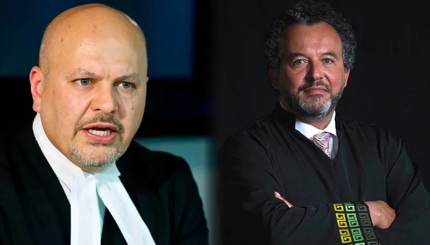  Fiscal de la Corte Penal Internacional, Karim Khan, y el presidente de la JEP, Roberto Carlos Vidal.