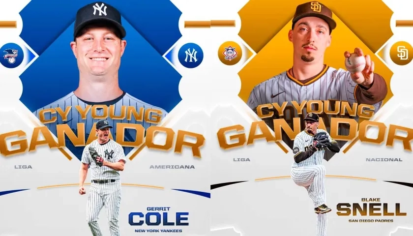 El anuncio de Gerrit Cole y Blake Snell como ganadores del Cy Young.