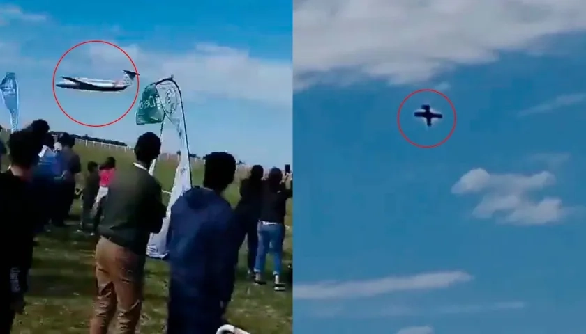 La aeronave militar cuando caía en plena exhibición