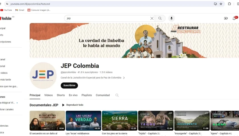 Canal de YouTube de la JEP