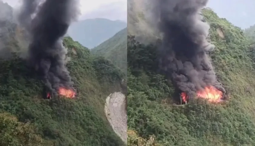 El incendio en el túnel en la vía al llano. 