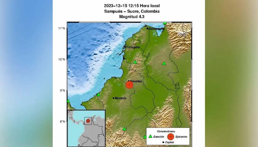 En Sampués, Sucre, el temblor tuvo una magnitud de 4,3 grados