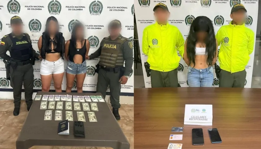 Las tres detenidas por la Policía. 