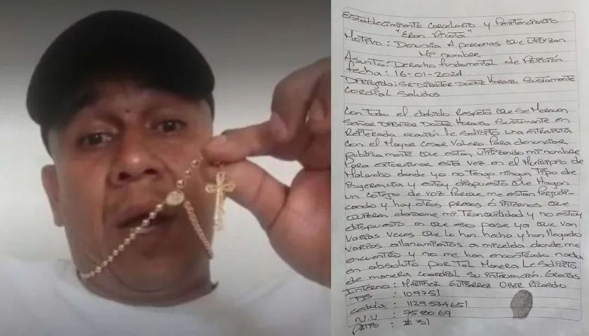 Alias 'El negro Ober' y su carta dirigida al Inpec