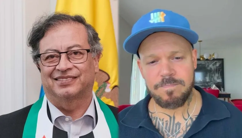 Gustavo Petro y el artista puertorriqueño René Pérez. 