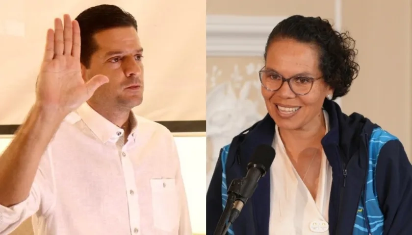 El senador Mauricio Gómez y la ministra del Deporte, Astrid Rodríguez.