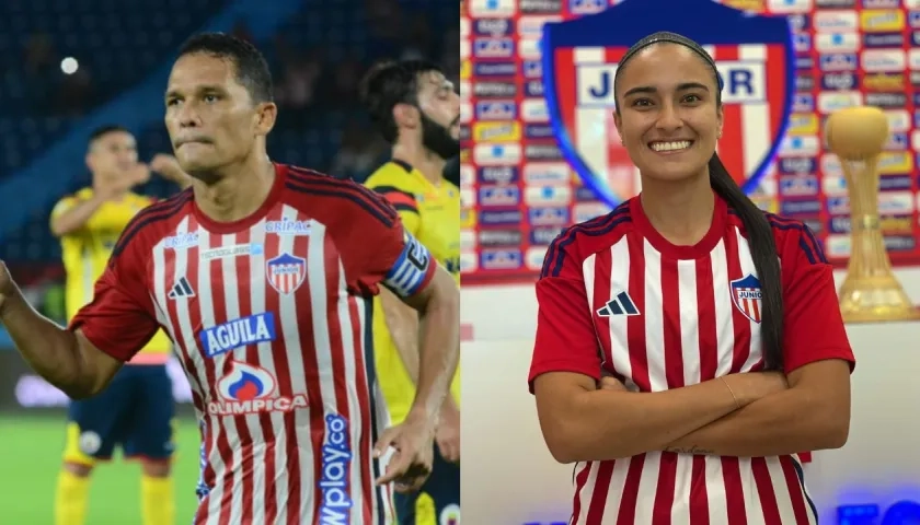 Carlos Bacca, capitán de Junior, y Mariana Cardona, figura de las 'Tiburonas'.