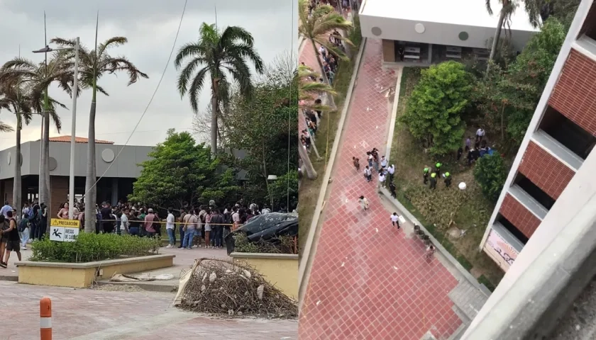 Lugar donde cayó la mujer al vacío. 