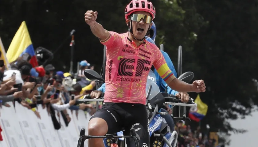 Richard Carapaz, ganador de la quinta etapa del Tour Colombia. 