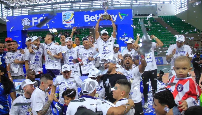 La celebración de Independiente Barranquilla tras derrotar a Sport Team. 