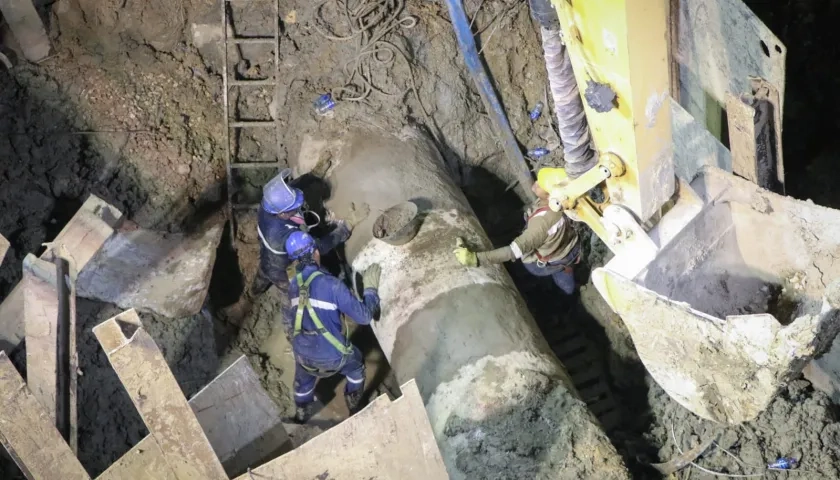 El tubo averiado tras ser sellado